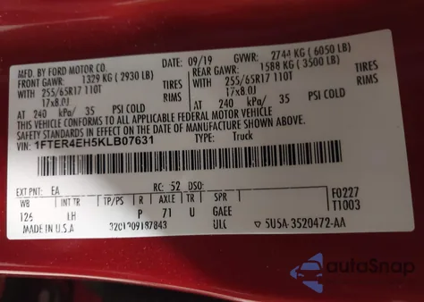 2019 Ford Ranger Xlt z USA, uszkodzony, nr VIN 1FTER4EH5KLB07631